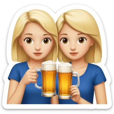 Two brow- blonde girls best friends drinking a beer  sticker