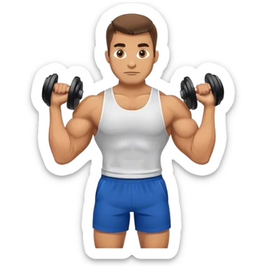 buff man with blue shorts holding kettlebell sticker