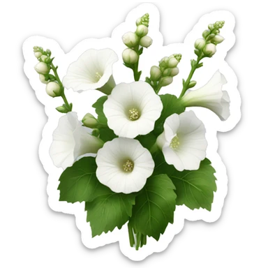 white hollyhocks bouquet  sticker