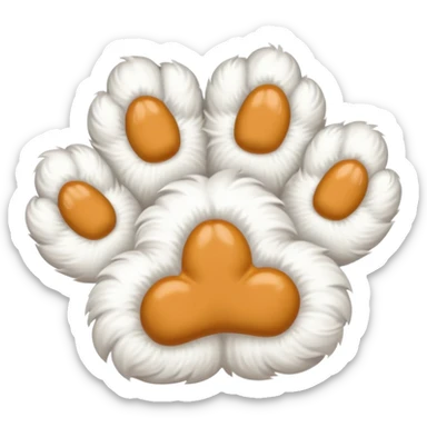white fluffy paw, view from the top, cute, paw only sticker