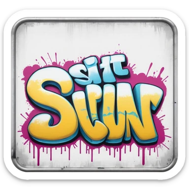 graffiti of the words sit down  sticker