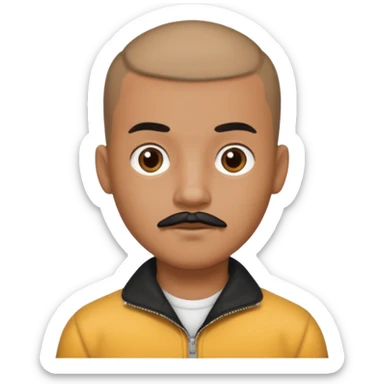 buzz cut boy with  black moustache sticker