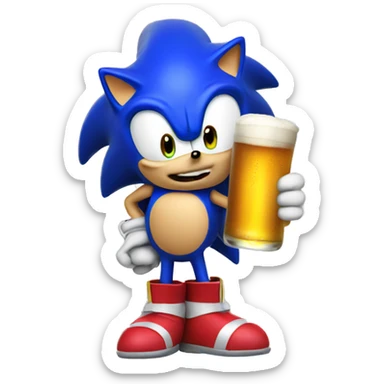 Sonic with a beer sticker