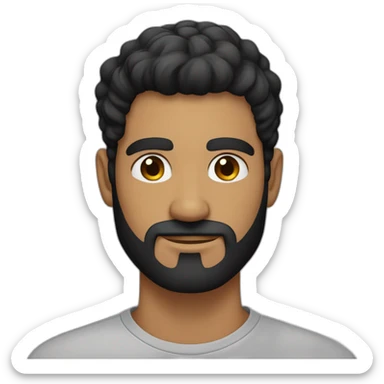 hombre de 26 años cabello negro muy corto canas barba ojos negros sticker