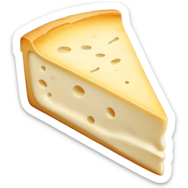 Cinematic Realistic Brie Cheese Emoji, featuring a creamy, soft-ripened cheese with a delicate rind rendered with lifelike detail and inviting, natural lighting. sticker