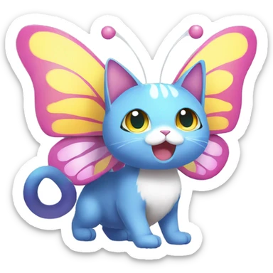 Kawaii Colorful Butterfly-Cat-Pokémon-Fakémon Full Body sticker