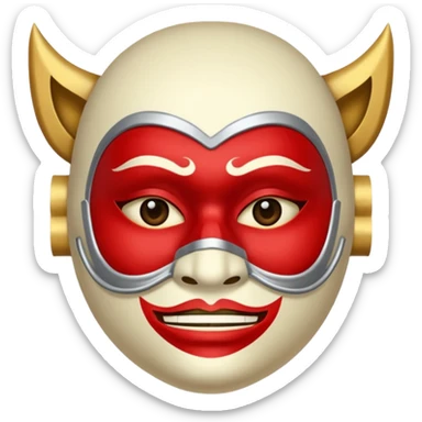 A person wearing a kochi mask sticker