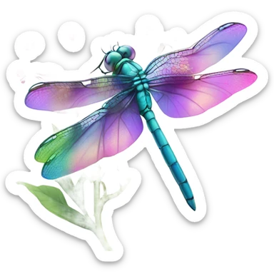 Dragonfly and flower sticker