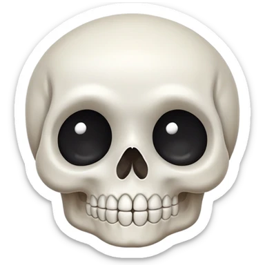 A cute, white-colored skull with soft, rounded features and a friendly expression, looking whimsical not frightening sticker