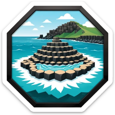 giant's causeway in northern ireland it has hexagonal rock pillars set against the ocean add more ocean sticker