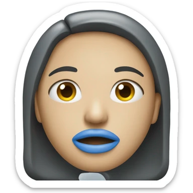 blue emoji with mouth zipped shu sticker