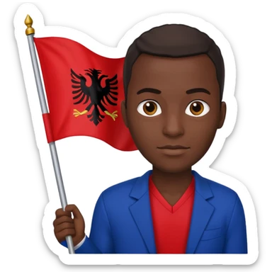 Black man holding albania flag sticker