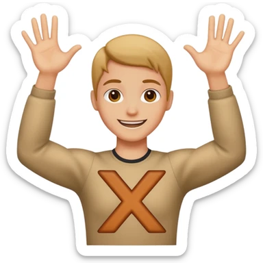 Please make an emoji where the wearer marks O or X with his arm. sticker