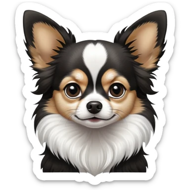 Black and white long hair chihuahua sticker