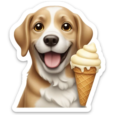 happy dog with ice cream sticker