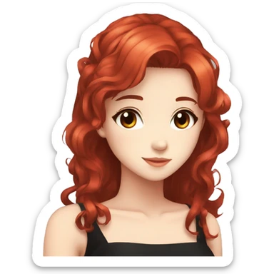 Anime girl red hair brown eyes black dress night sticker