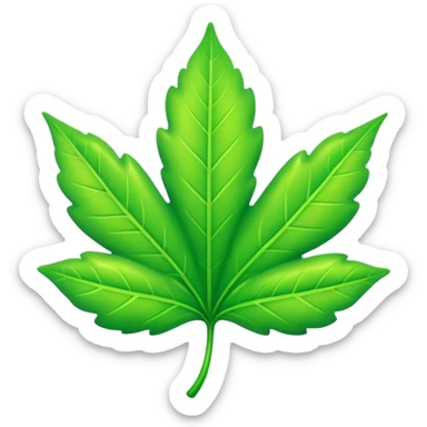 A neon green leaf emoji, iPhone emoji style, glossy and smooth, cartoonish, vibrant neon green color, high detail, simple and cute design, isolated on white background, centered c

 sticker