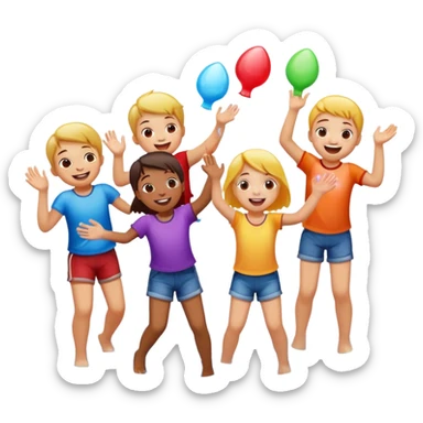 children playing with water balloons sticker