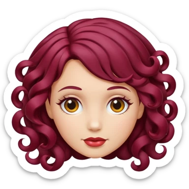 burgundy hair curl sticker