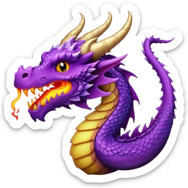 purple dragon breathing fire sticker