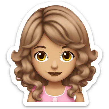 gyaru with brown hair color and pink dress sticker