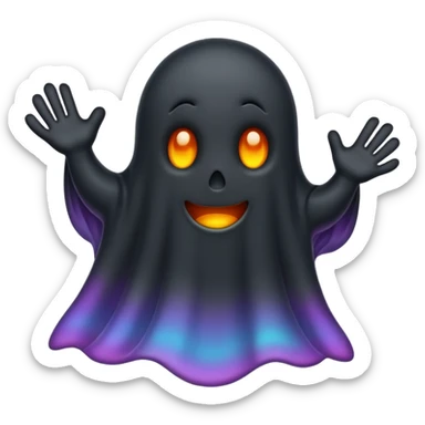 cartoon black ghost with a wavy bottom sticker