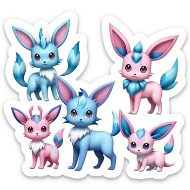 Kawaii Sylveon-Glaceon-Vaporeon-Espeon-Pokemon full body sticker