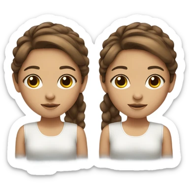 twin girls with brown hair  sticker