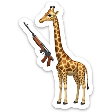 Giraffe that has a ak 47 sticker