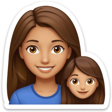 Girl with long brown hair and brown eyes with olive skin sticker