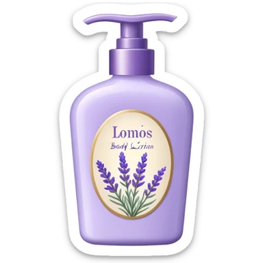 Aesthetic bottle of body lotion in lavender color and floral decorative accents  sticker