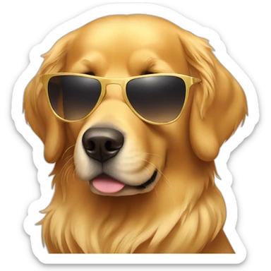 Golden retriever with sunglasses  sticker