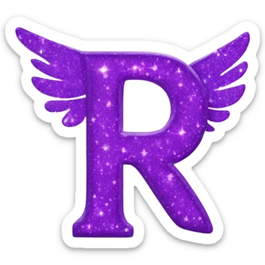 Sparkling Purple letter R with halos & wings sticker