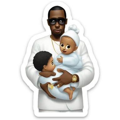 P diddy holding baby and baby oil  sticker