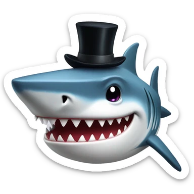 Shark with a top hat sticker