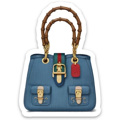 Gucci Jackie 1961 handbag blue denim sticker