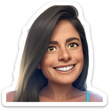 smiling girl with long hair sticker