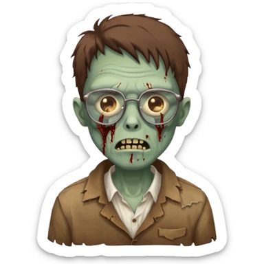 zombie with brown glasses sticker