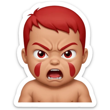 a baby all red red angry face  sticker