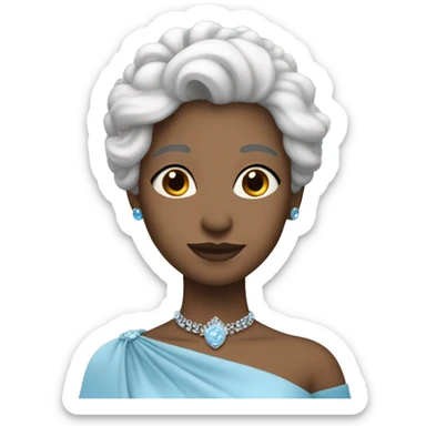 girl with white hair wearing sky blue coronation gown sticker