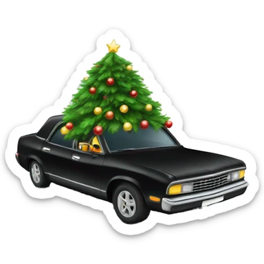 Christmas black car with Christmas tree sticker
