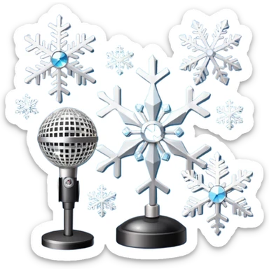 I want these emojis 💎🎤🪩❄️ in one frame with the number 17 sticker