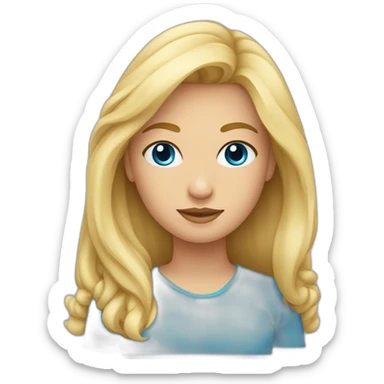 mujer rubia con pelo liso y ojos azules sticker