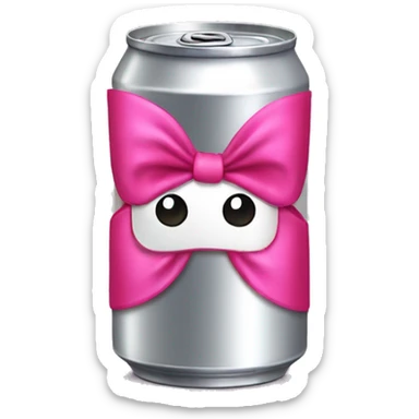Silver soda can with pink bow red label sticker