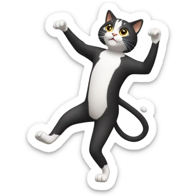 Create cat emoji while dancing on two legs sticker