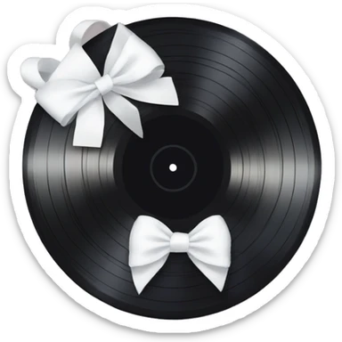 vinyl record with white bow sticker