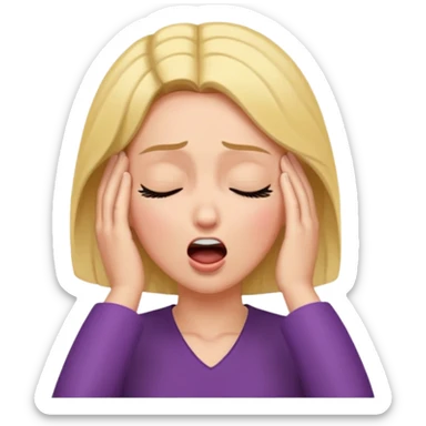 Actress dramatic faint backwards with hand on forehead, mouth open, eyes closed sticker