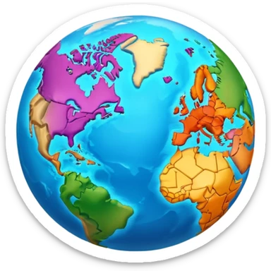 world with 3d continents aesthtic sticker