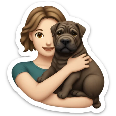 black shar pei being held by female with brown hair sticker