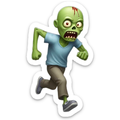 Small cartoon zombie running sticker